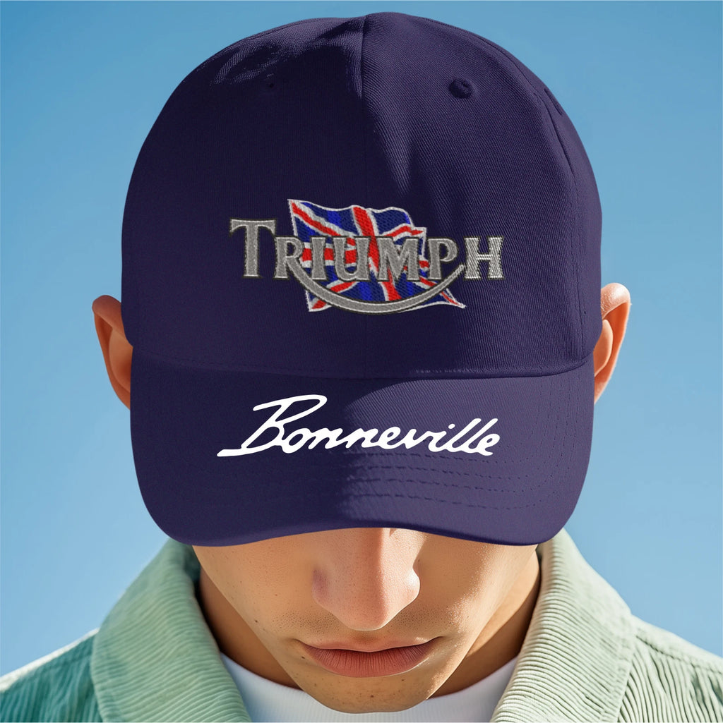 Retro Classic Triumph Bonneville Motorcycle Peak Logo Biker Baseball Cap