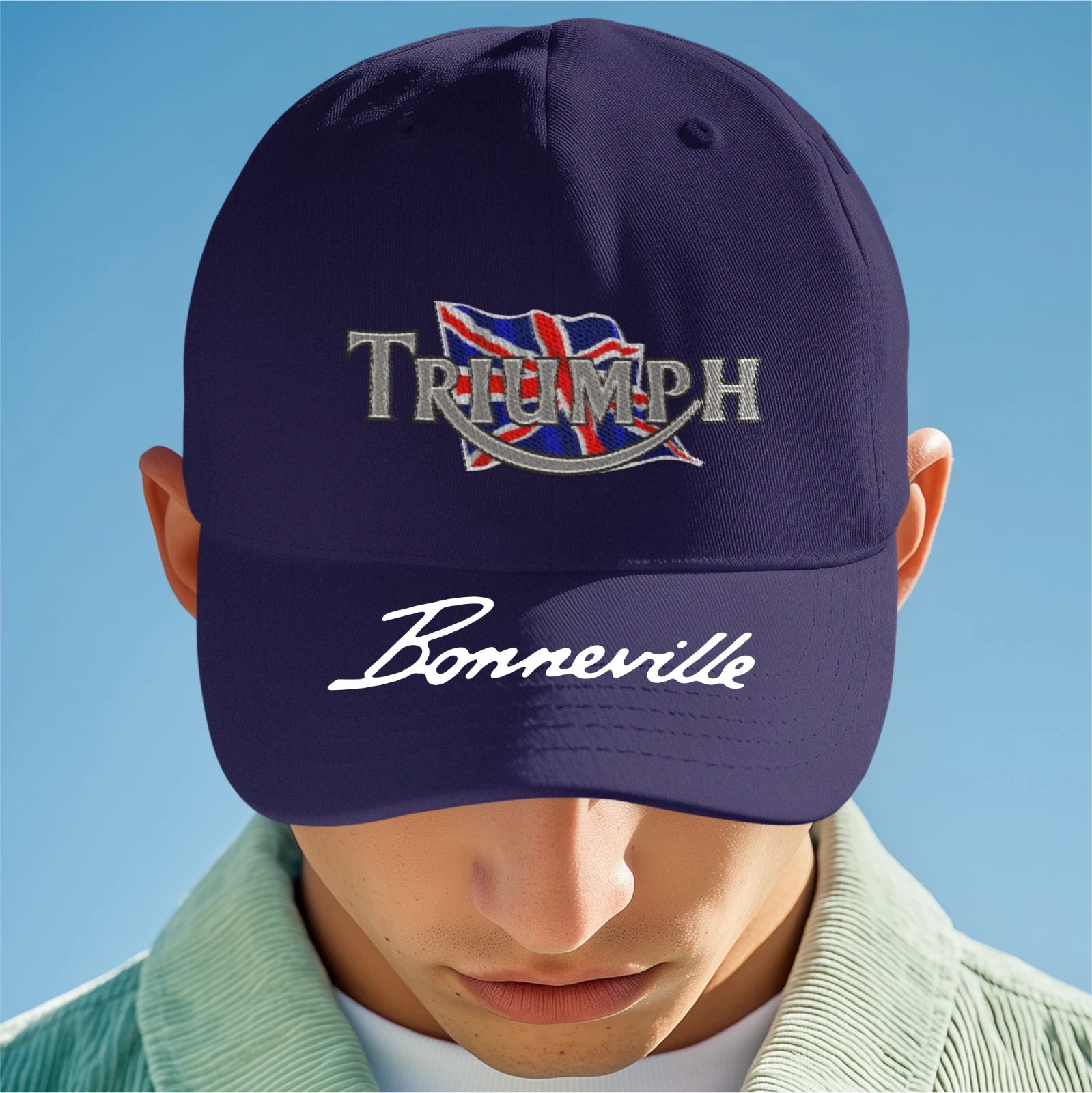 Retro Classic Triumph Bonneville Motorcycle Peak Logo Biker Baseball Cap