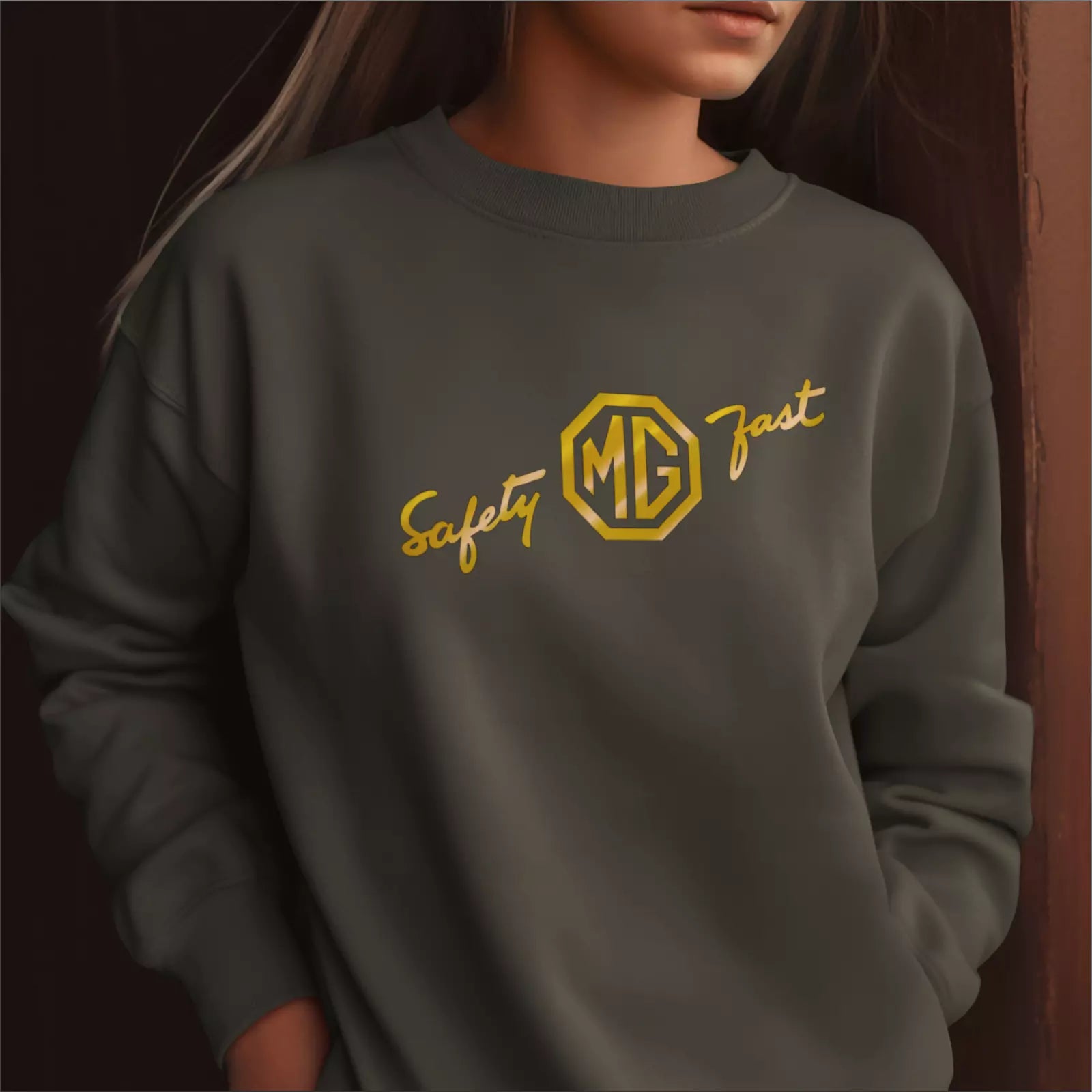 Retro Vintage Classic 1950's MG Safety Fast Car Logo Premium Quality Sweatshirt