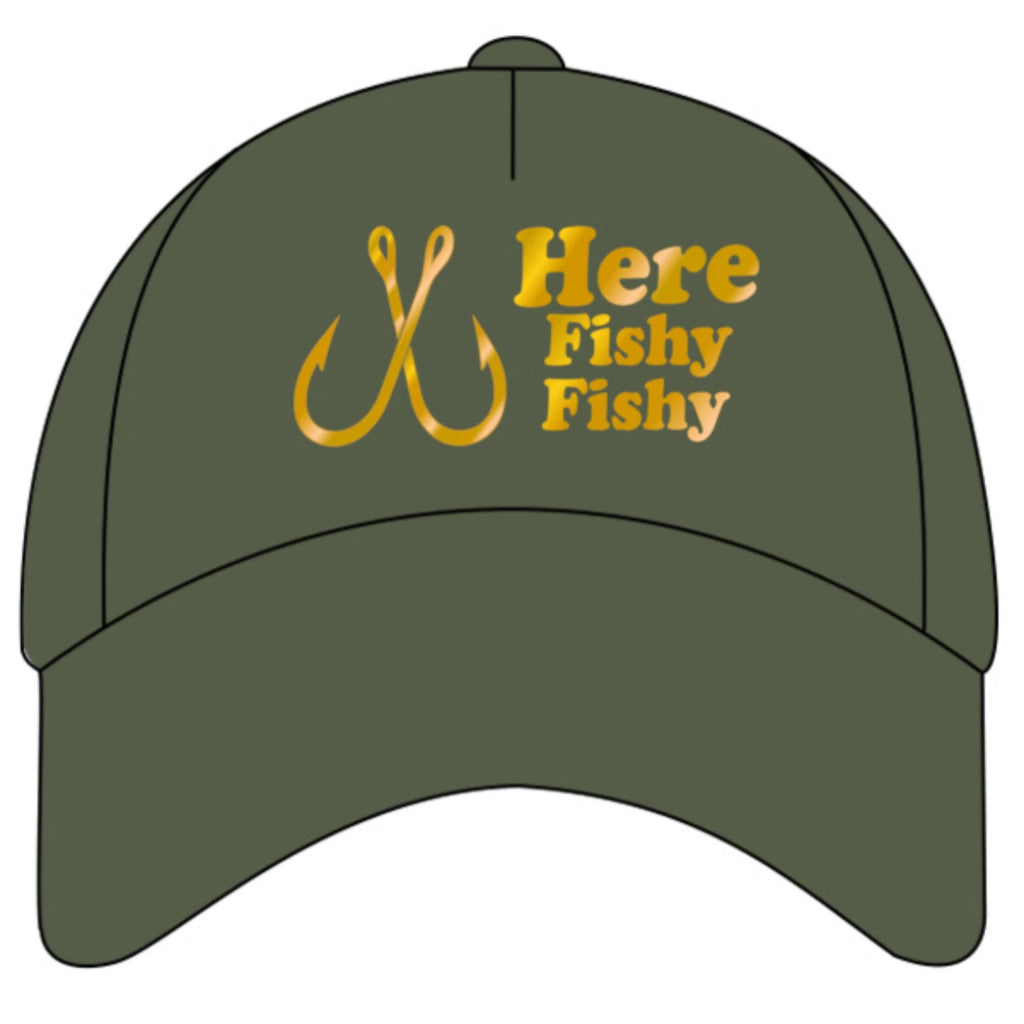 Humorous Funny Fishing Angling Here Fishy Fishy  Premium Quality Baseball Cap