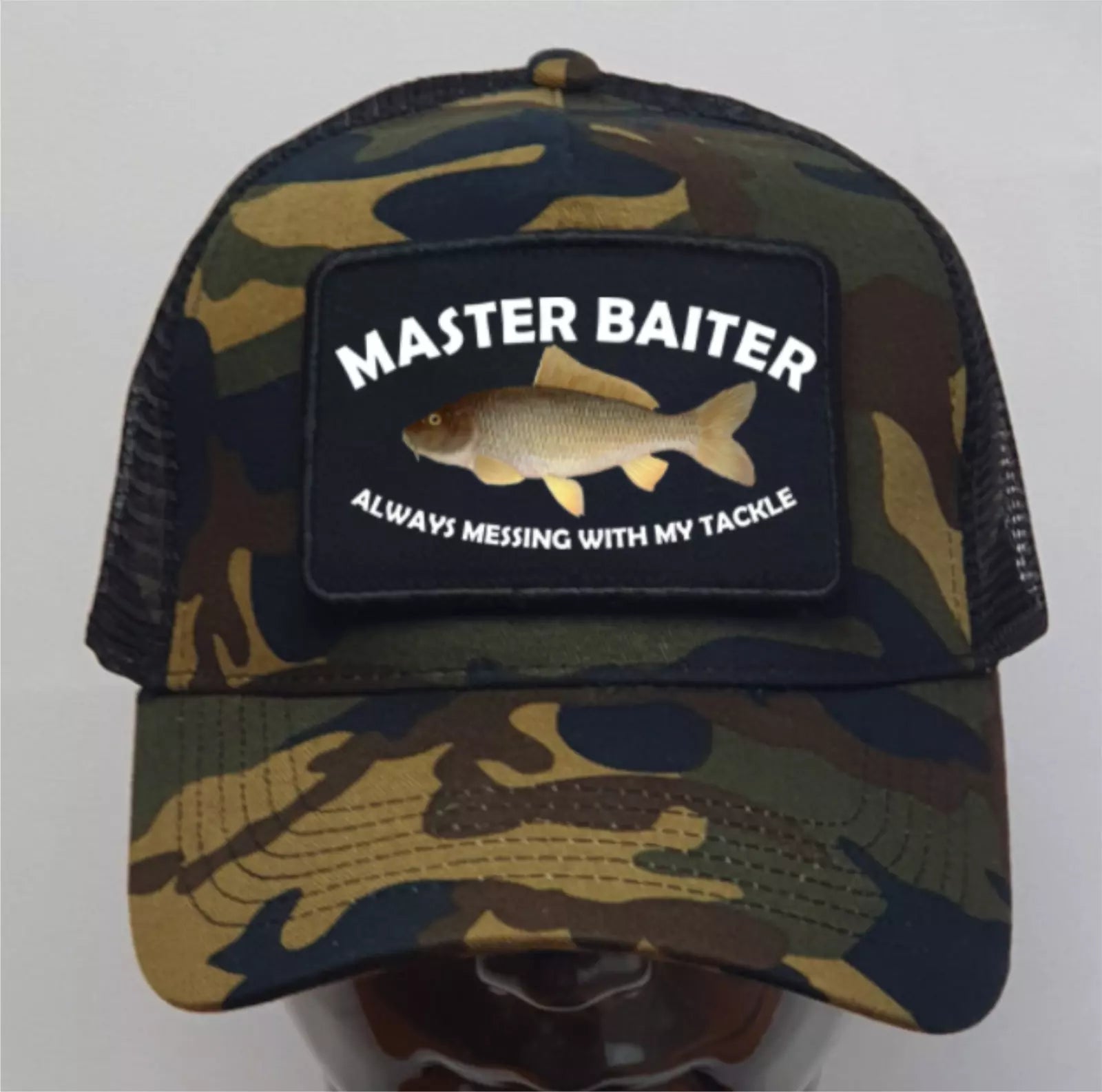 Funny Fishing Angling Master Baiter Text Carp Image Premium Quality Baseball Cap