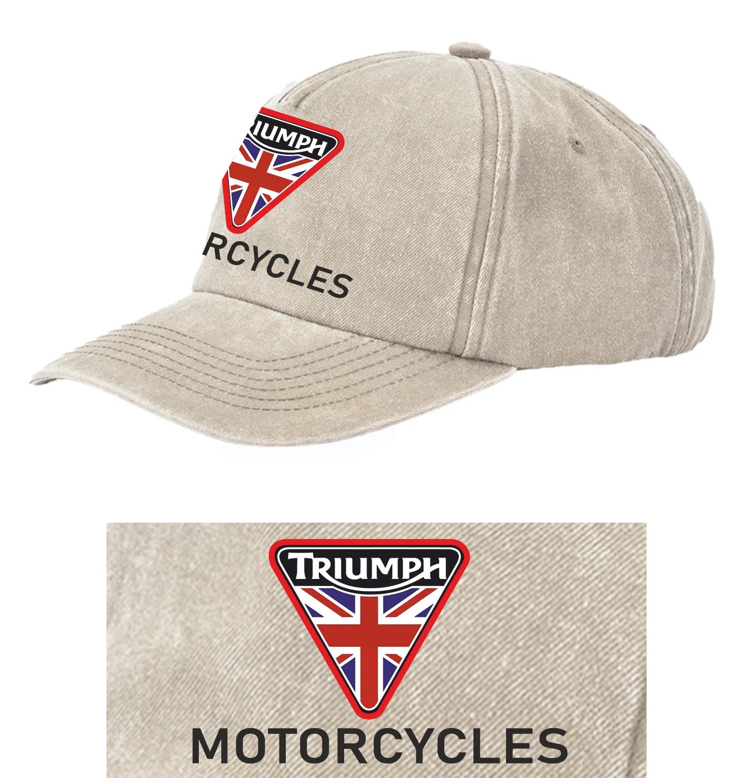 Retro Classic Triumph Motorcycle Logo Relaxed 5 Panel Vintage Baseball Cap