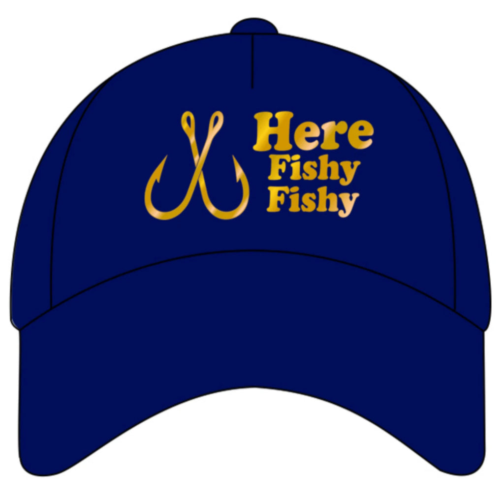 Humorous Funny Fishing Angling Here Fishy Fishy  Premium Quality Baseball Cap