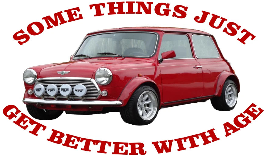 Retro Classic Mini Image Auto Motoring Better With Age Birthday Patch Beanie