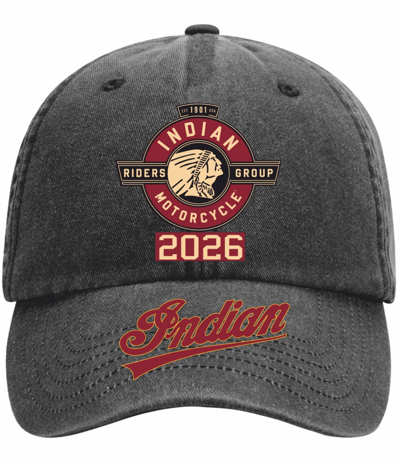 Indian Riders Group Motorcycle Club 2026 Logo Relaxed Vintage Baseball Cap