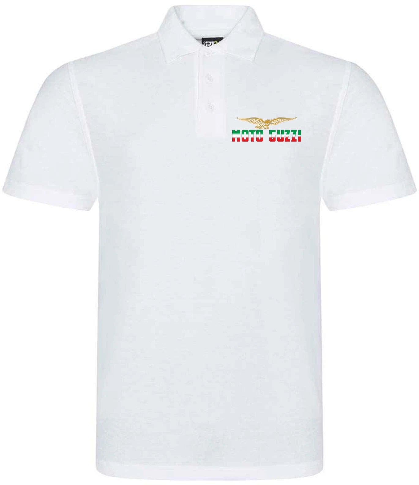 Retro Classic Moto Guzzi Flag Colours Motorcycle Premium Quality Poloshirt.