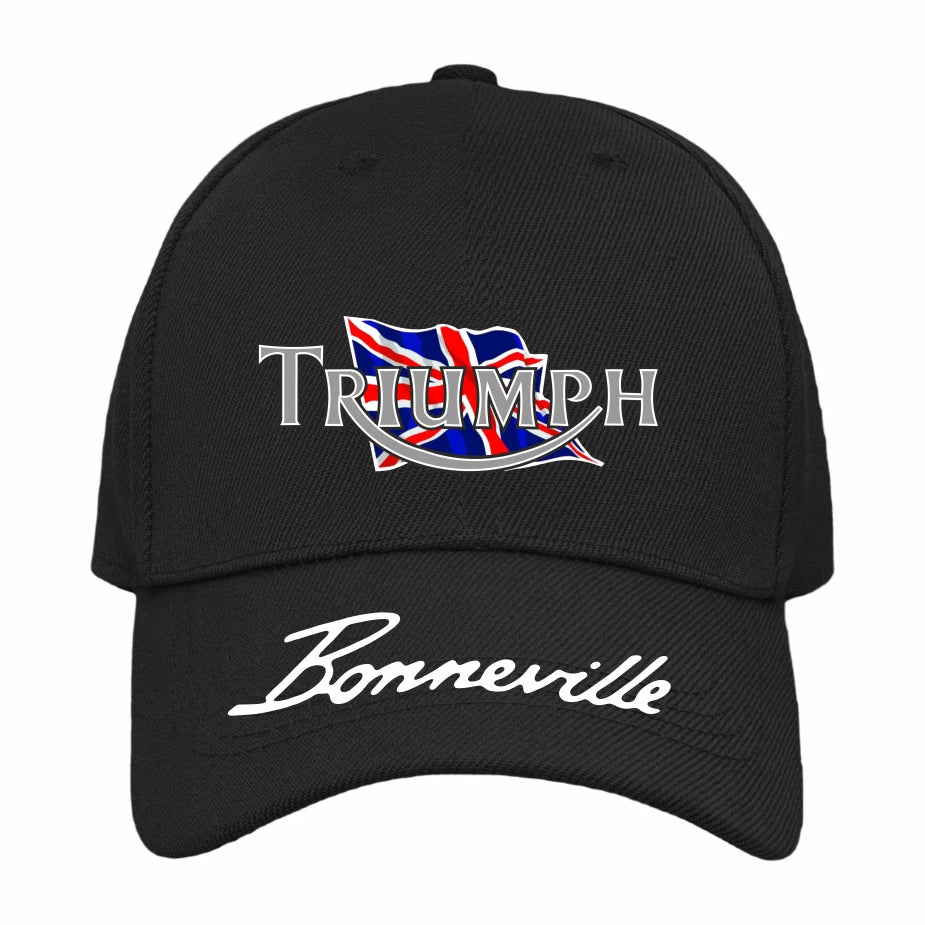 Retro Classic Triumph Bonneville Motorcycle Peak Logo Biker Baseball Cap