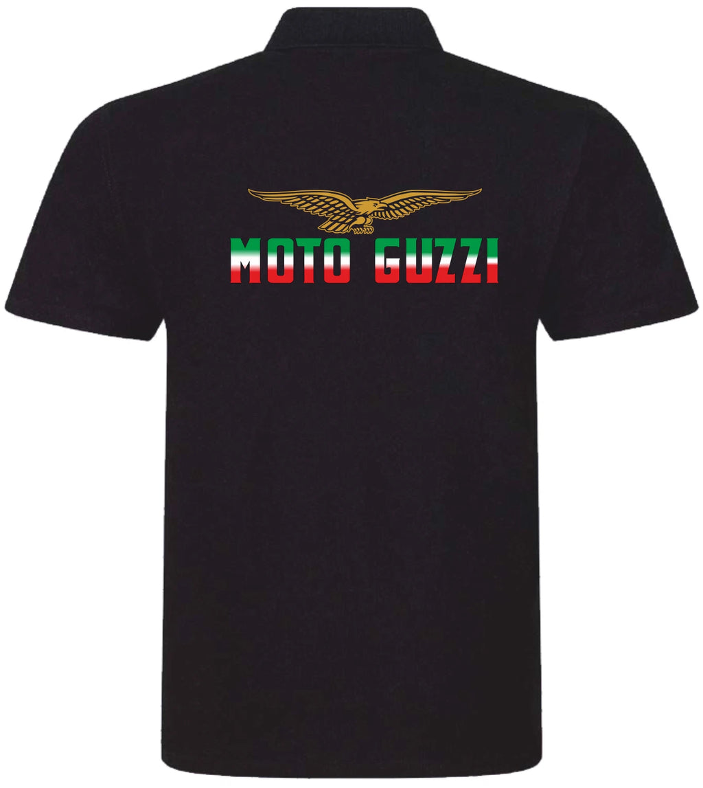 Retro Classic Moto Guzzi Flag Colours Motorcycle Premium Quality Poloshirt.