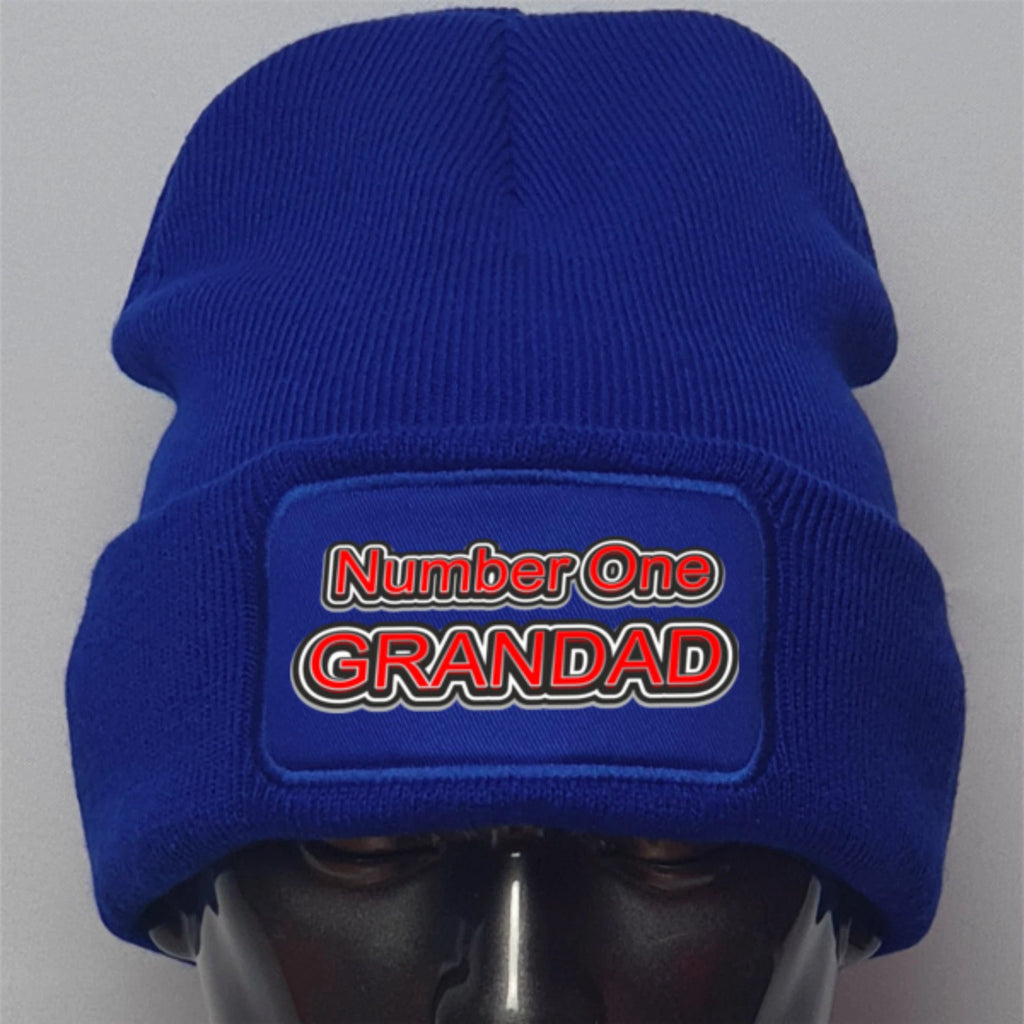 Number One Grandad text original warm beanie knitted Premium Quality Beanie Gift