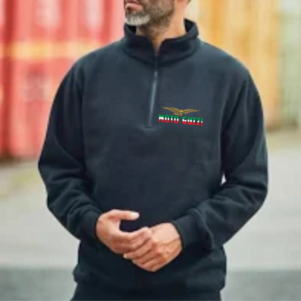 Personalised Retro Classic Moto Guzzi Motorcycle Premium Quarter Zip Sweatshirt