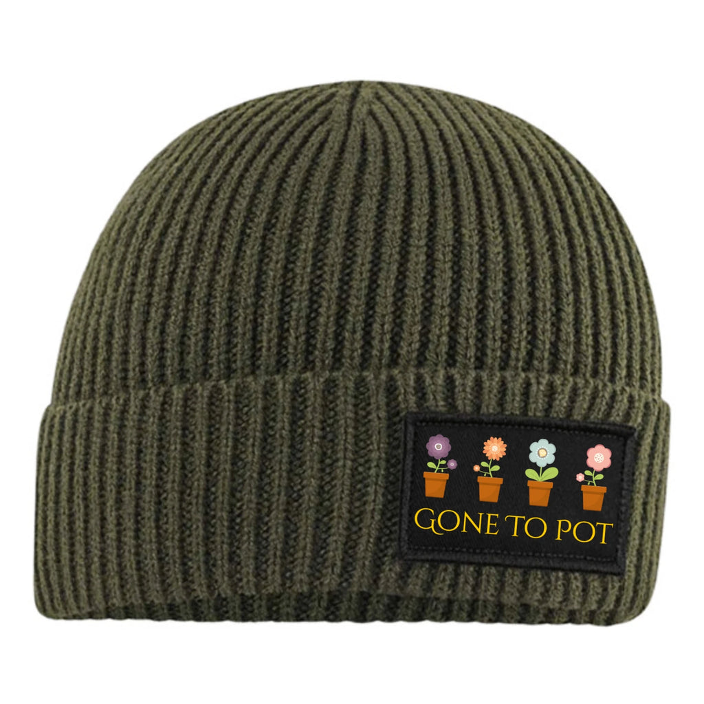 Funny Humorous Gardening Gardener Gone to Pot Flowers Premium Quality Beanie