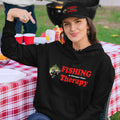 Humorous Funny Fishing Is Cheaper Than Therapy Premium Quality Hooded Sweatshirt