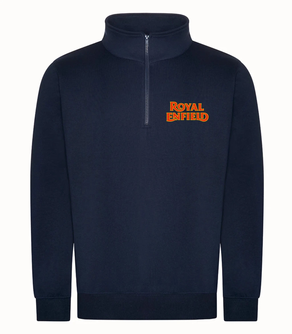 Personalised Retro Royal Enfield Motorcycle Premium Quarter Zip Sweatshirt