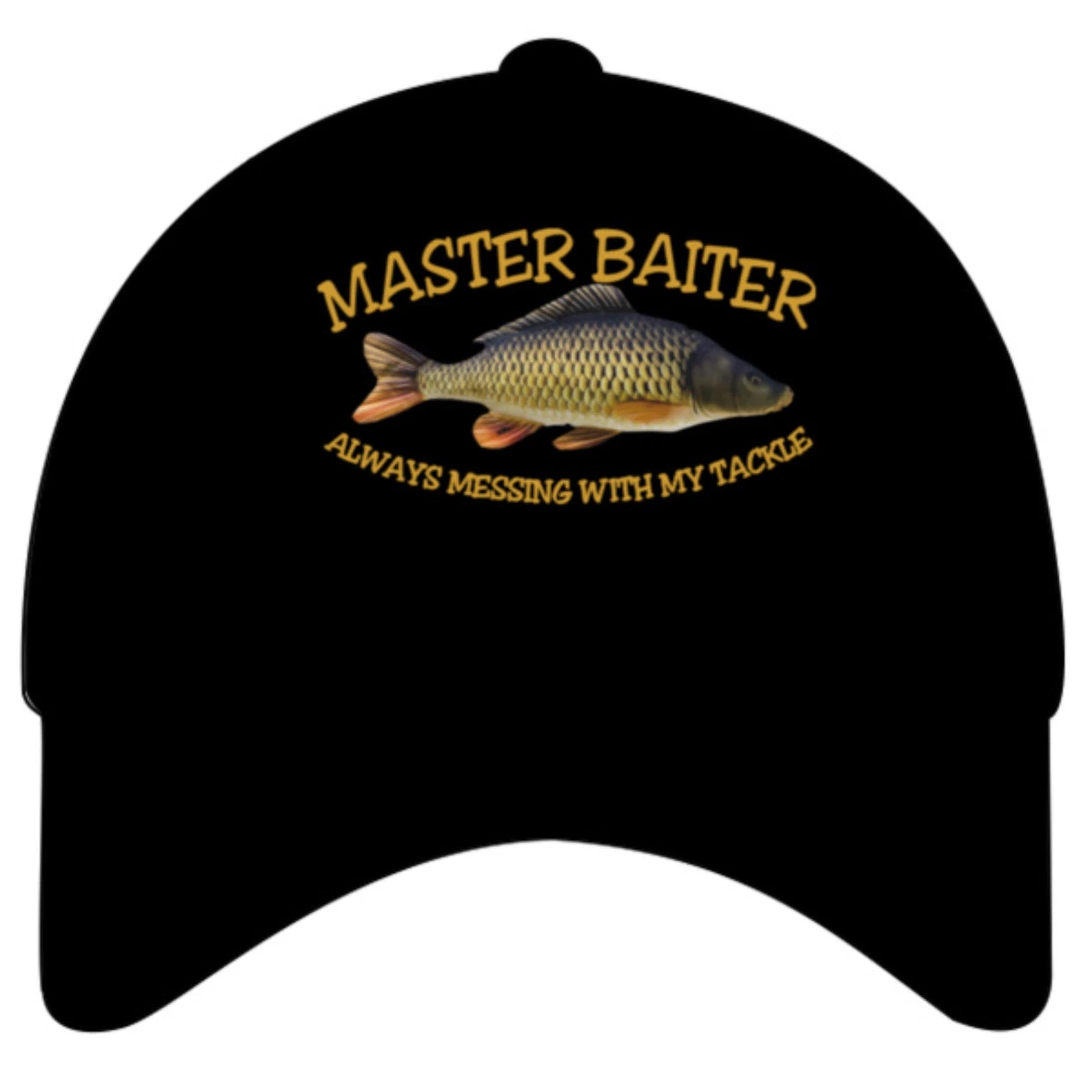 Funny Fishing Angling Master Baiter Text Carp Image Premium Quality Baseball Cap