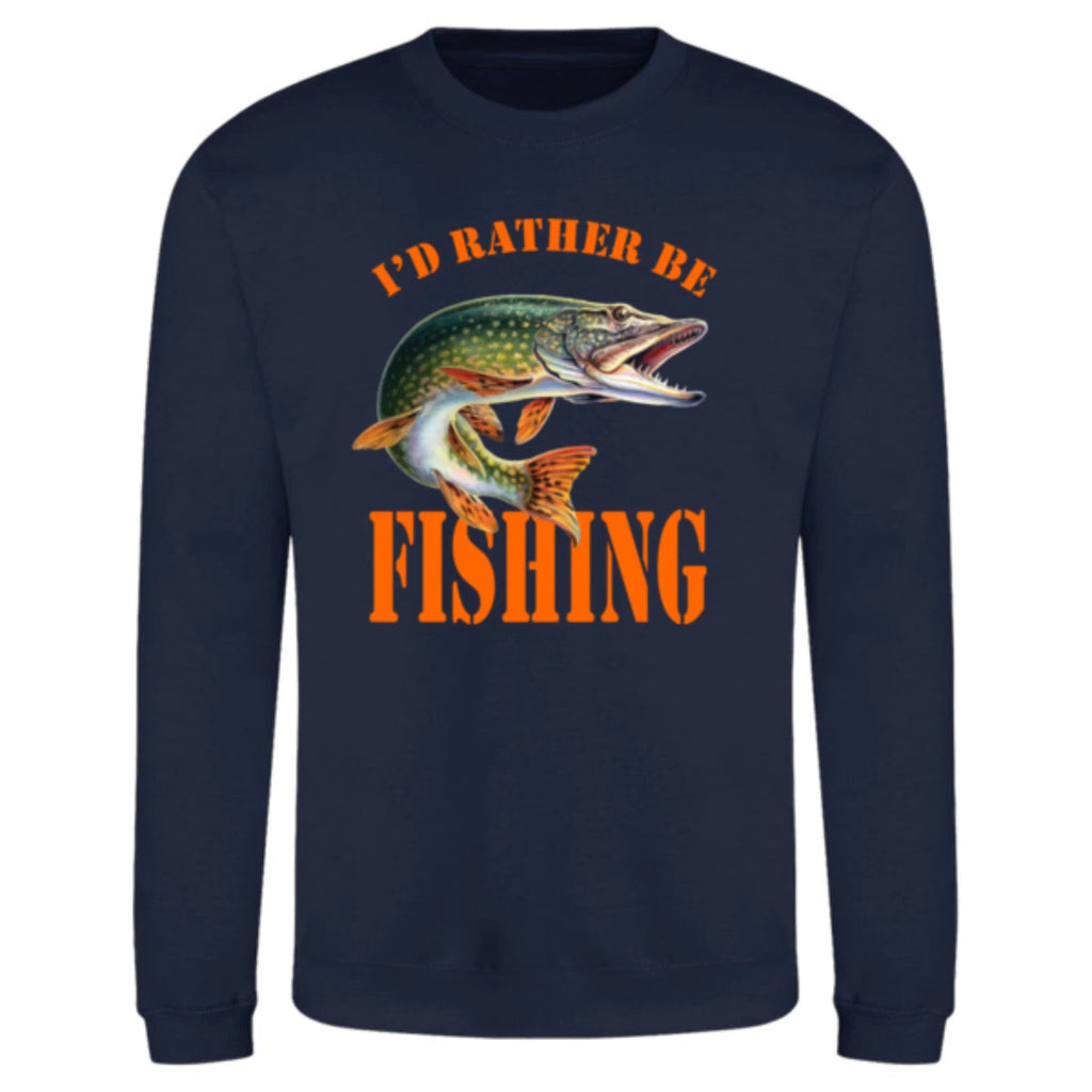 Funny Humorous Fishing Angling 'Id Rather Be Fishing' Premium Quality Sweatshirt