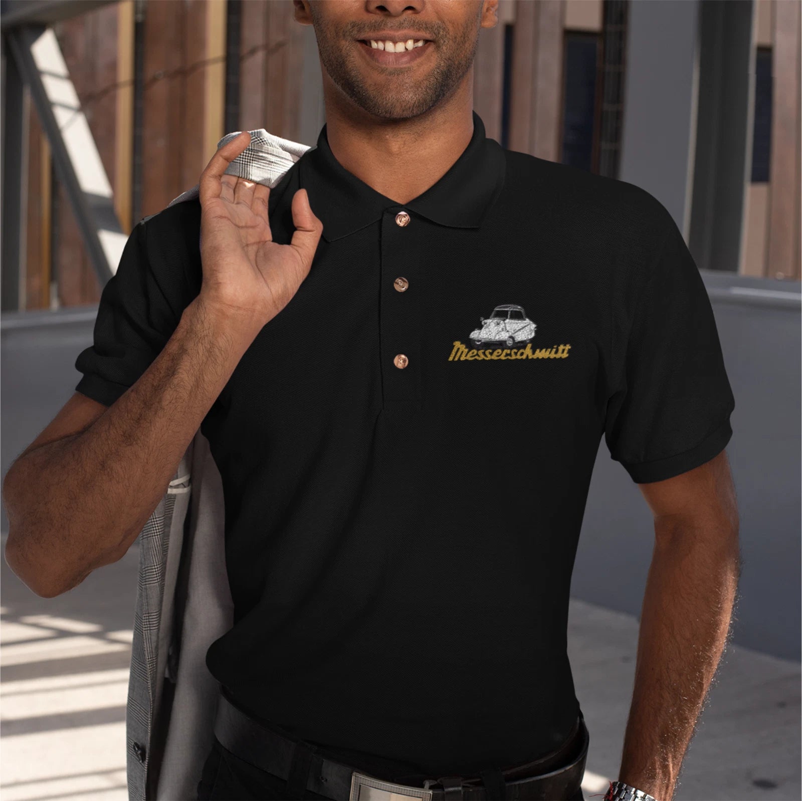Customisable Retro Vintage Classic Messerschmitt Auto Premium Quality Poloshirt