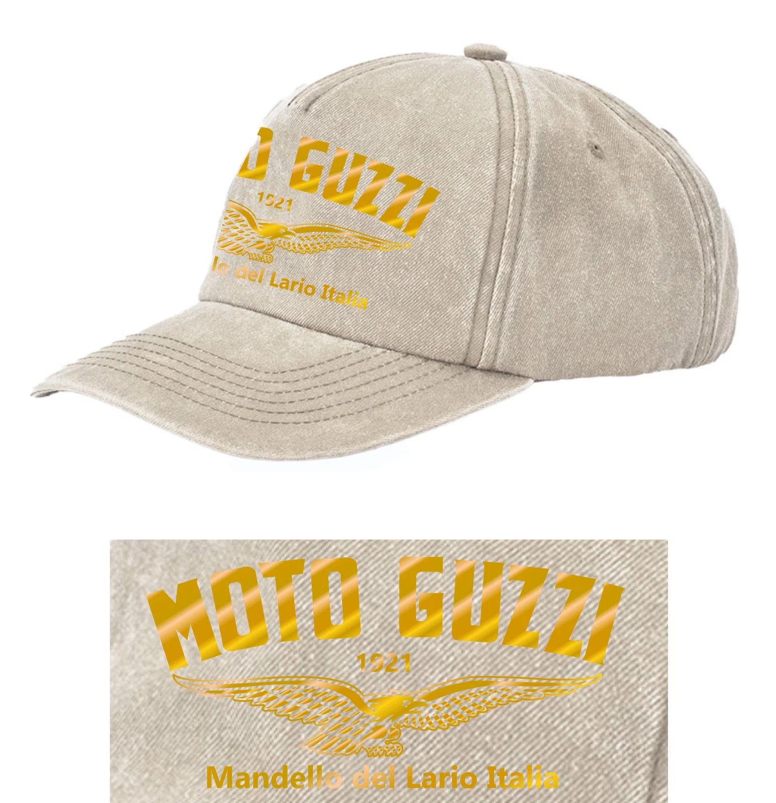 Retro Classic Moto Guzzi Motorcycle Logo Relaxed 5 Panel Vintage Baseball Cap