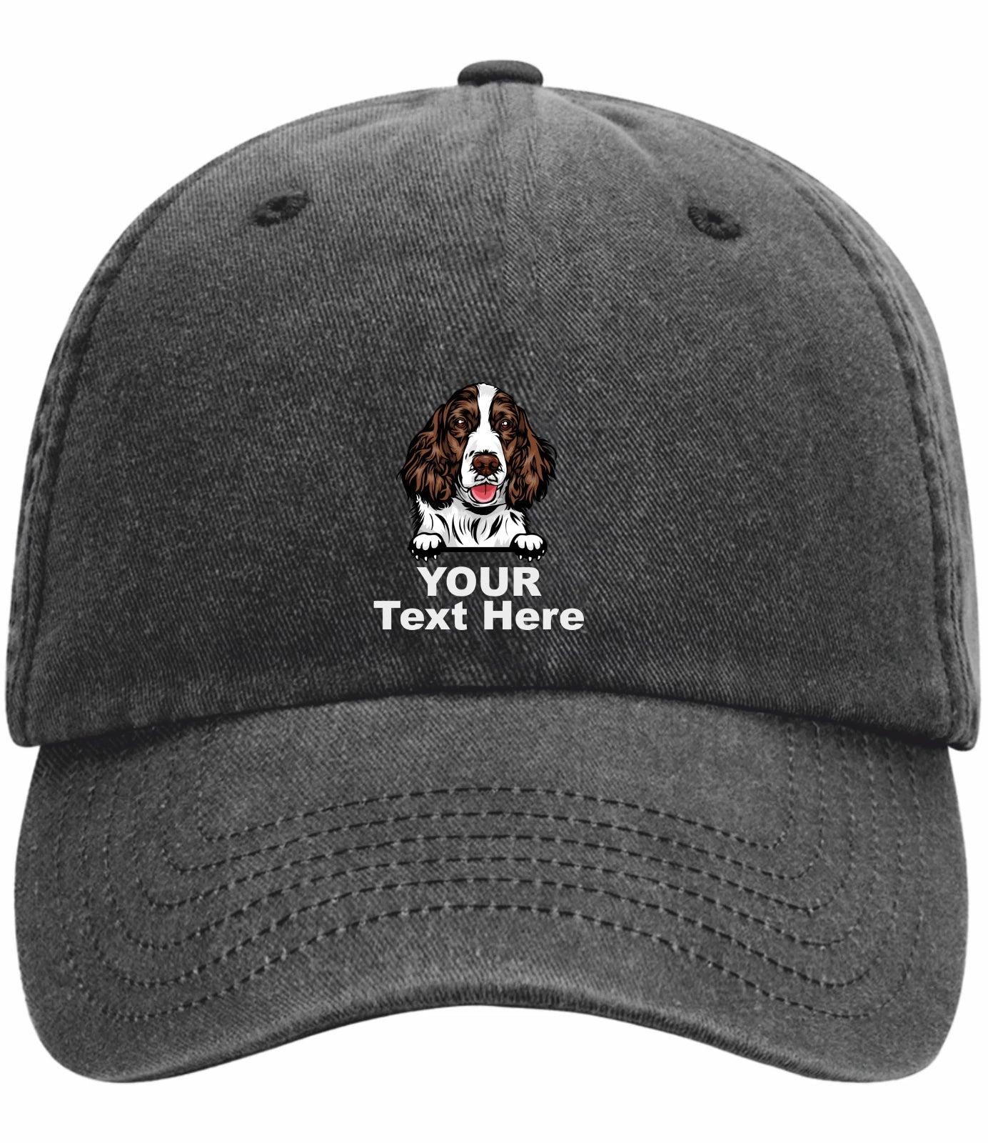 Custom Decorated Springer Spaniel Image Vintage Low Profile Baseball Cap