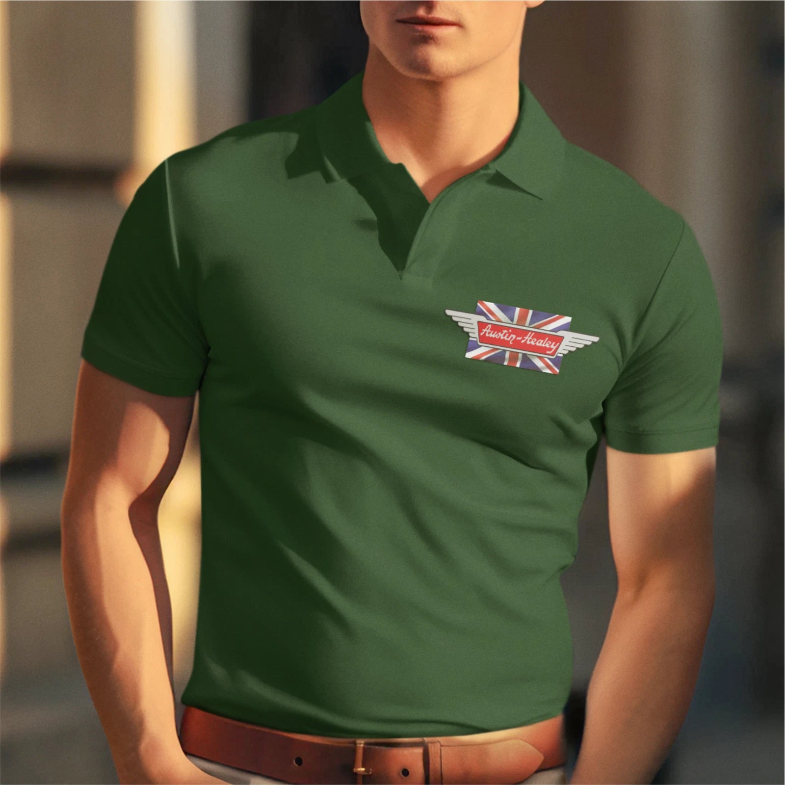 Retro Classic Austin Healey 3000 Image and Logo Premium Quality Poloshirt Sizes