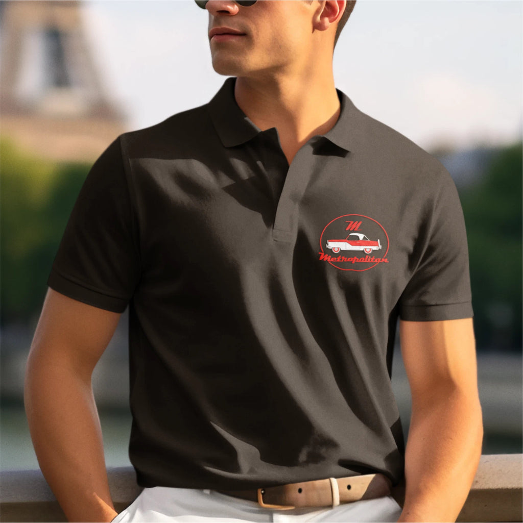 Retro Vintage Classic Nash Metropolitan Car Image Premium Quality Poloshirt