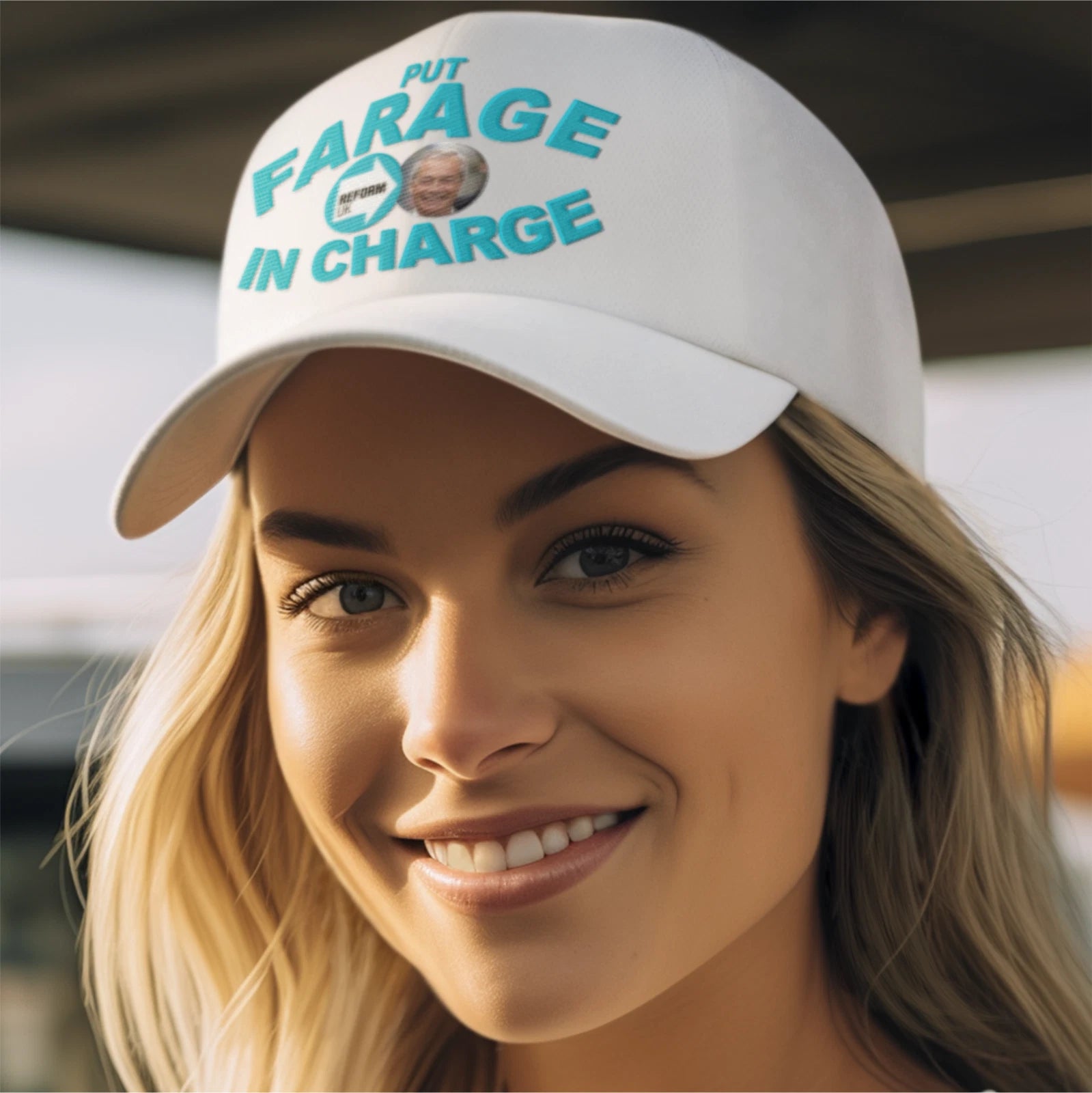 Political Reform Party Put Farage in Charge Message Premium Quality Baseball Cap