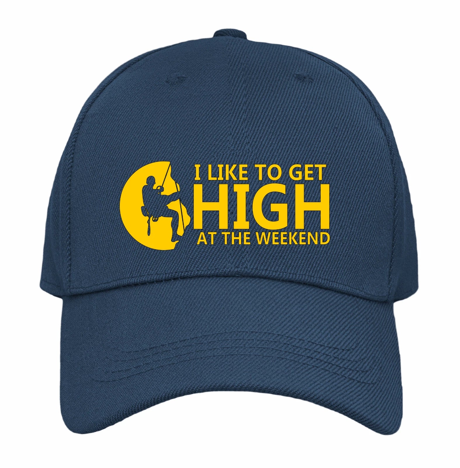 Funny Humorous Rock Climbing I Like to Get High At Weekends Quality Baseball Cap