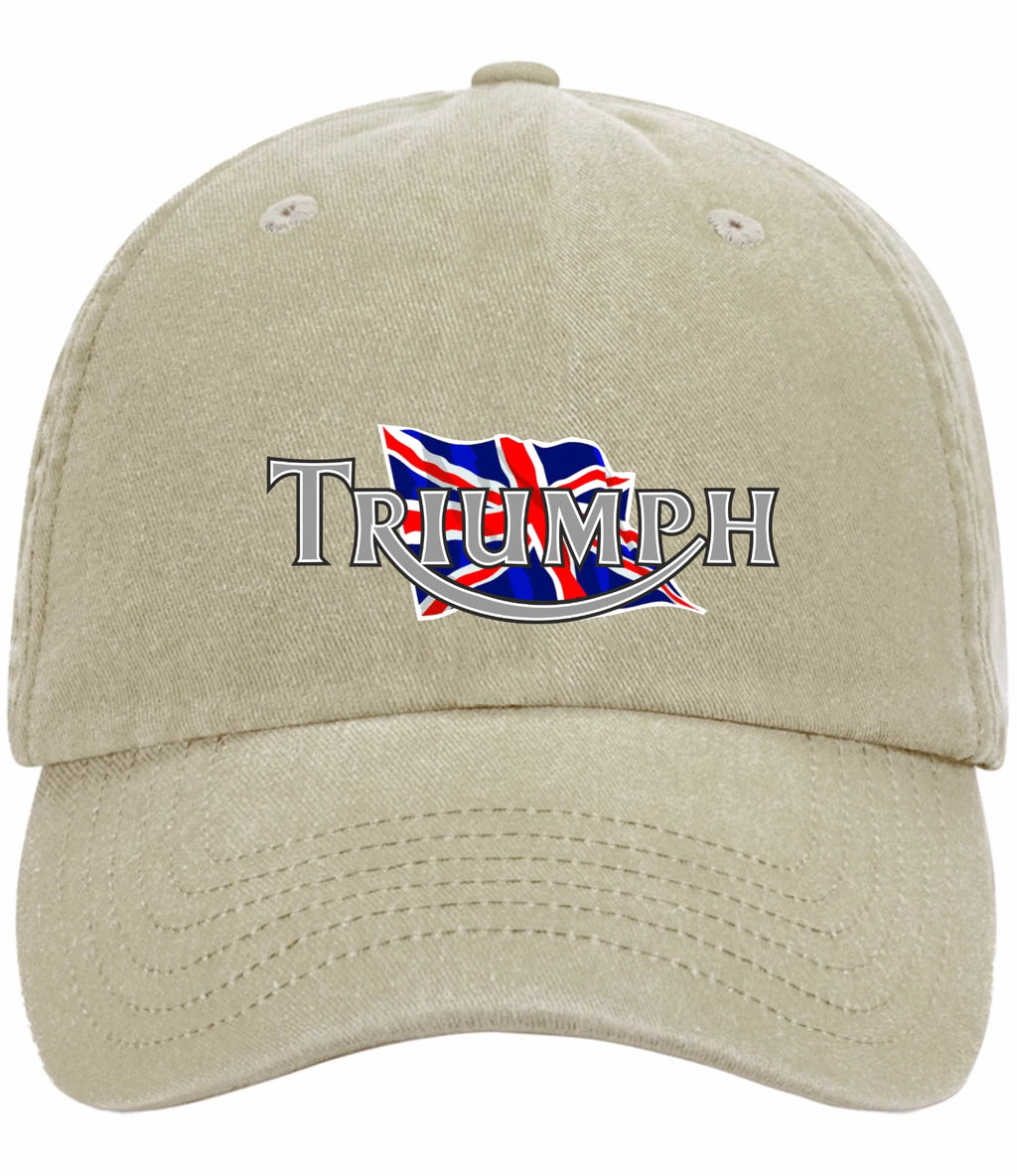 Retro Classic Triumph Motorcycle Logo Relaxed 5 Panel Vintage Baseball Cap