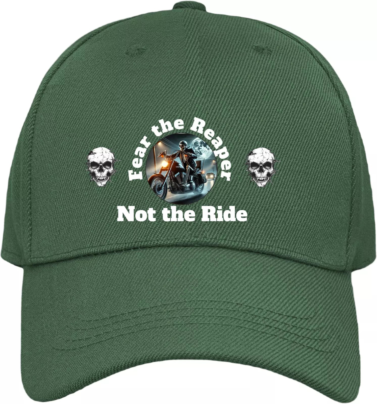 Funny  Biker Motorcycle 'Fear the Reaper' Text & Image Premium Baseball cap