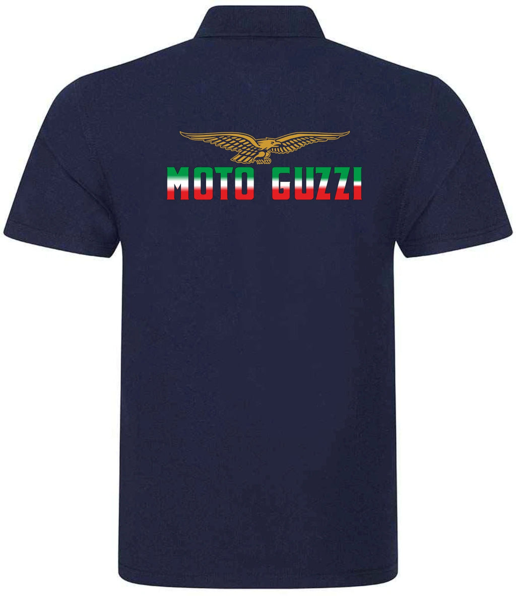 Retro Classic Moto Guzzi Flag Colours Motorcycle Premium Quality Poloshirt.