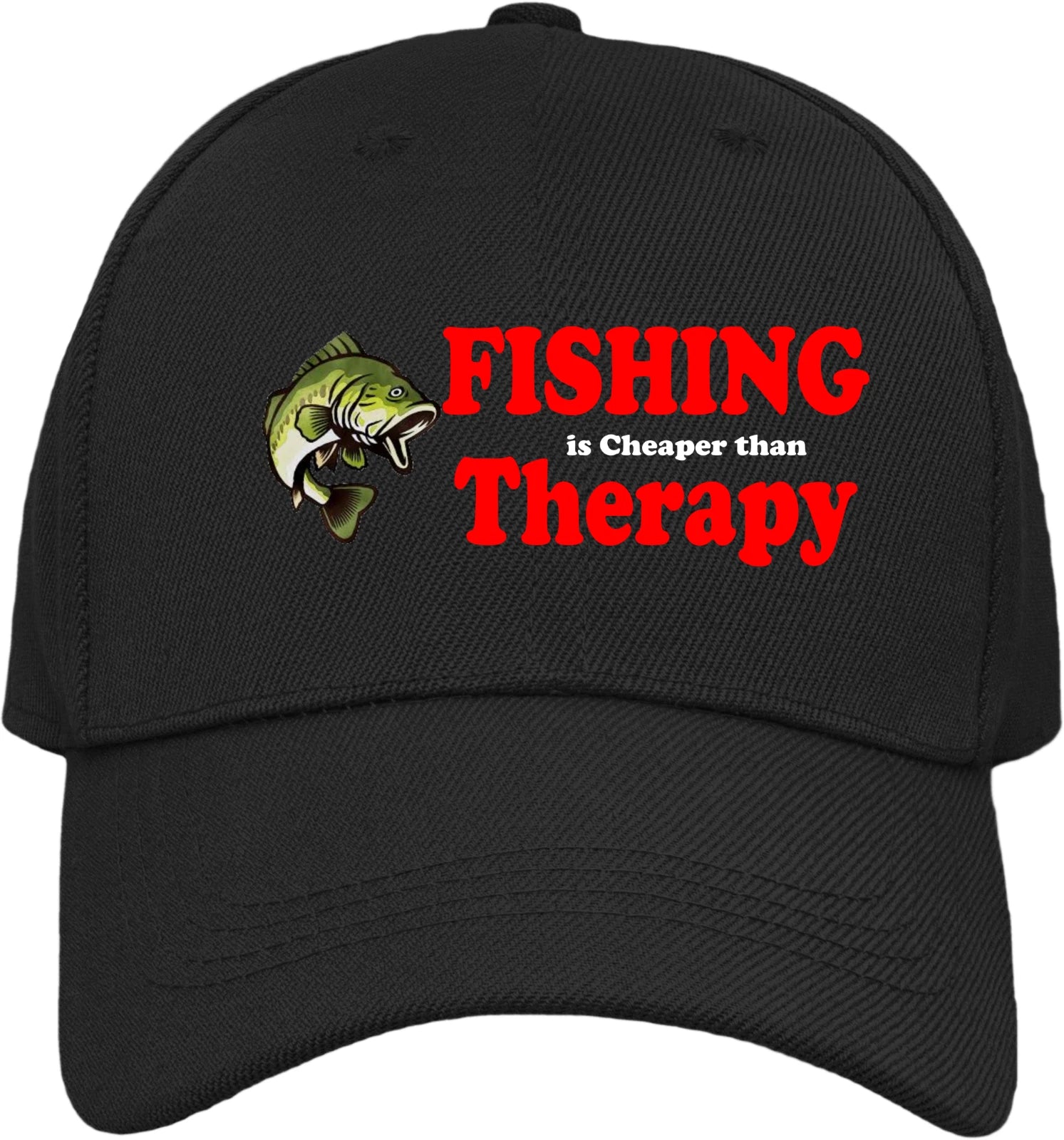 Funny Fishing is Cheaper than Tharapy Premium Colour Decorated Baseball Cap