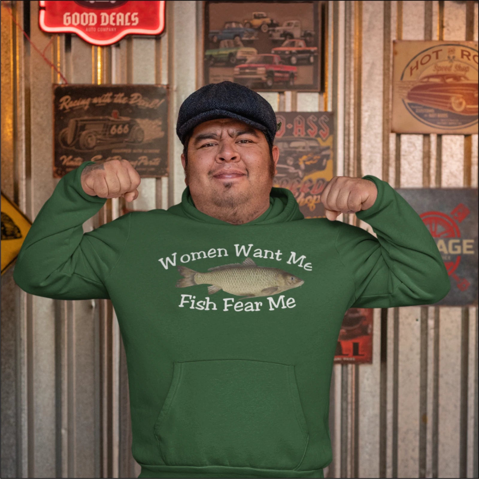 Humorous Fishing Angling Women Want Me Fish Fear Me Quality Hooded Sweatshirt