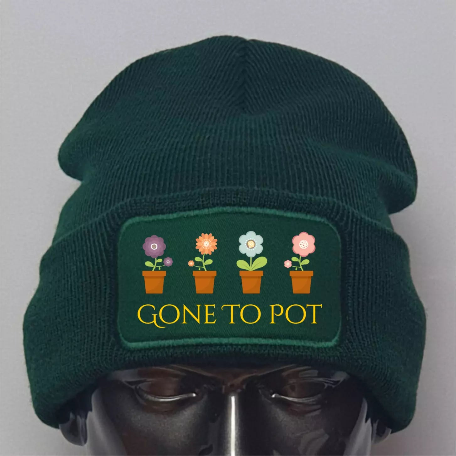 Funny Humorous Gardening Gardener Gone to Pot Flowers Premium Quality Beanie