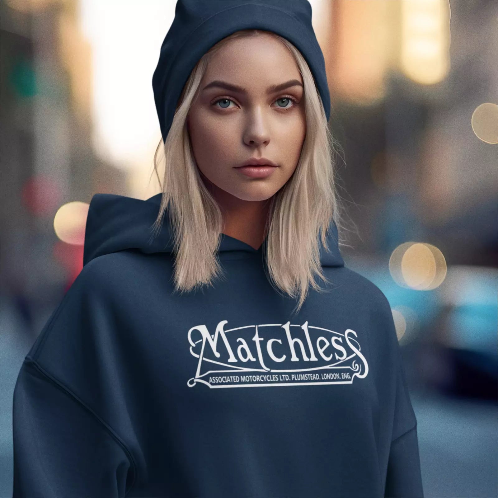 Retro Vintage Classic Matchless Motorcycle Biker Premium Hooded Sweatshirt