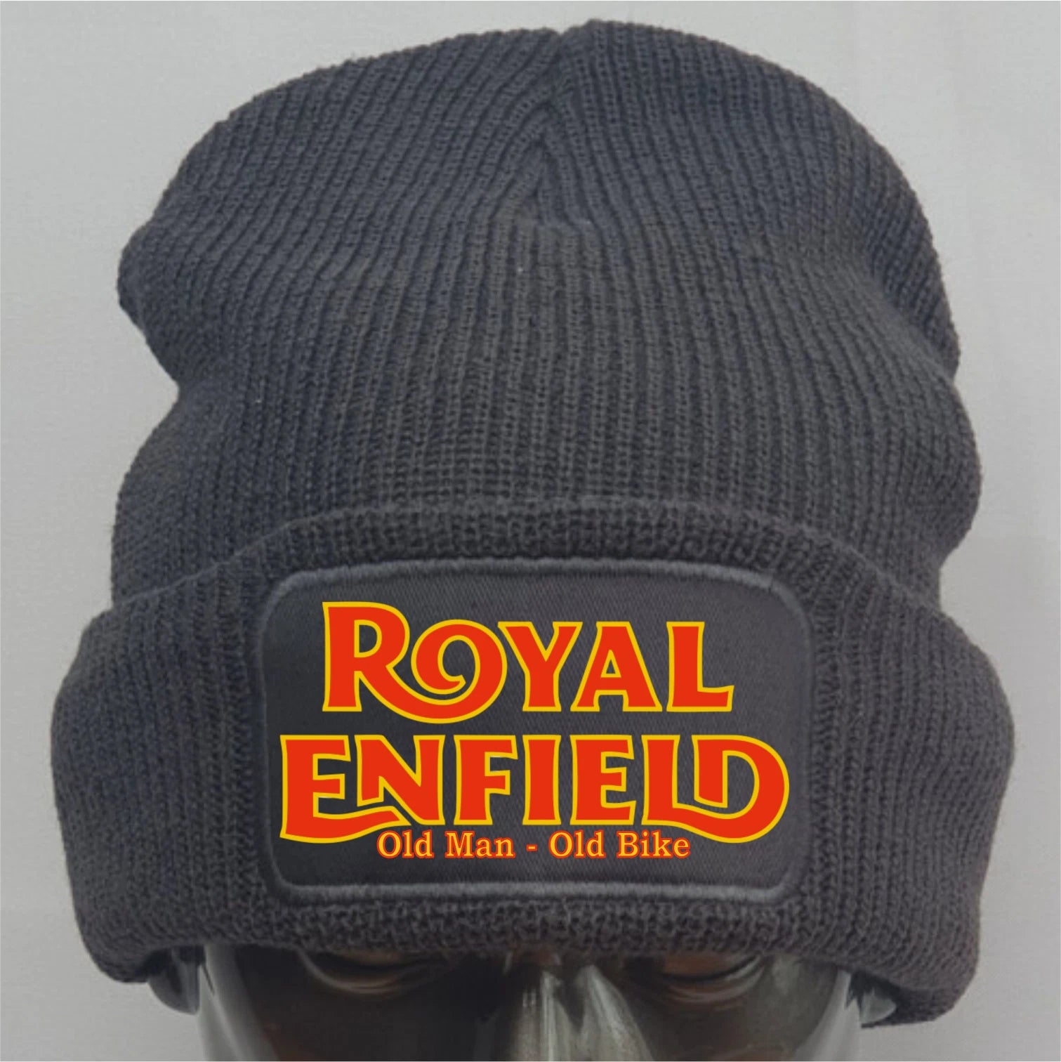 Humorous Retro Royal Enfield Old Man - Old Bike Logo Motorcycle Biker Beanie Hat