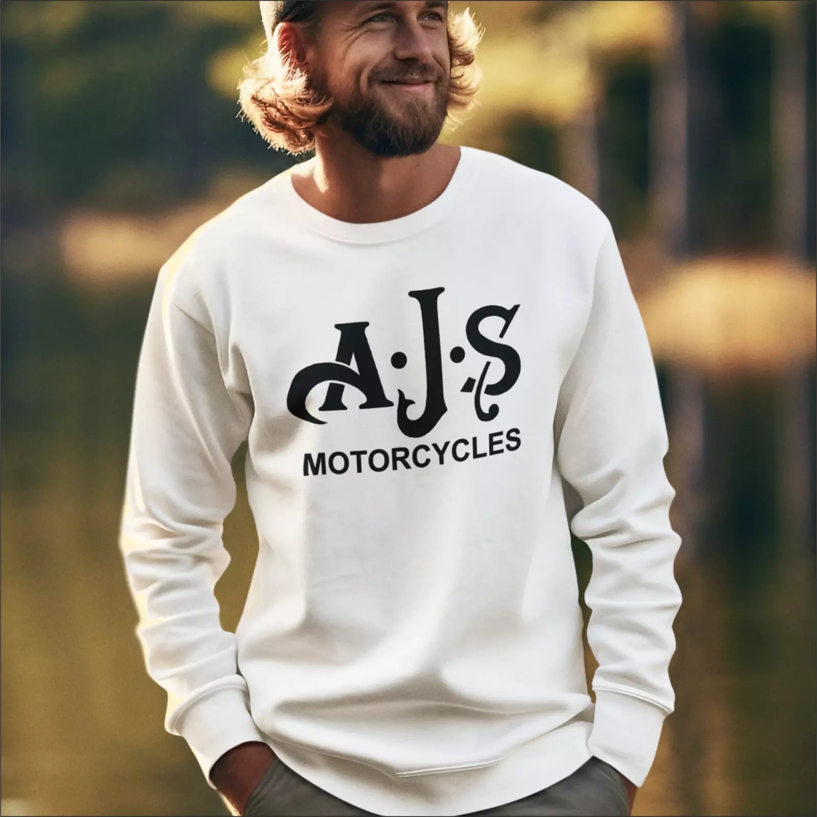 Retro Vintage Classic English  AJS Motorcycle Biker Premium Quality Sweatshirt