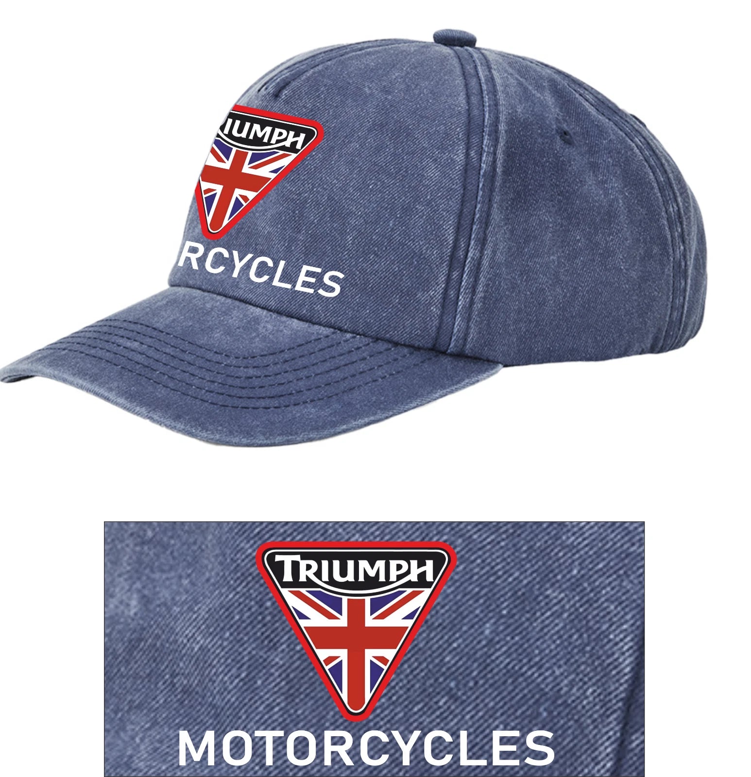Retro Classic Triumph Motorcycle Logo Relaxed 5 Panel Vintage Baseball Cap